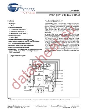 CY62256VLL-70ZC datasheet  